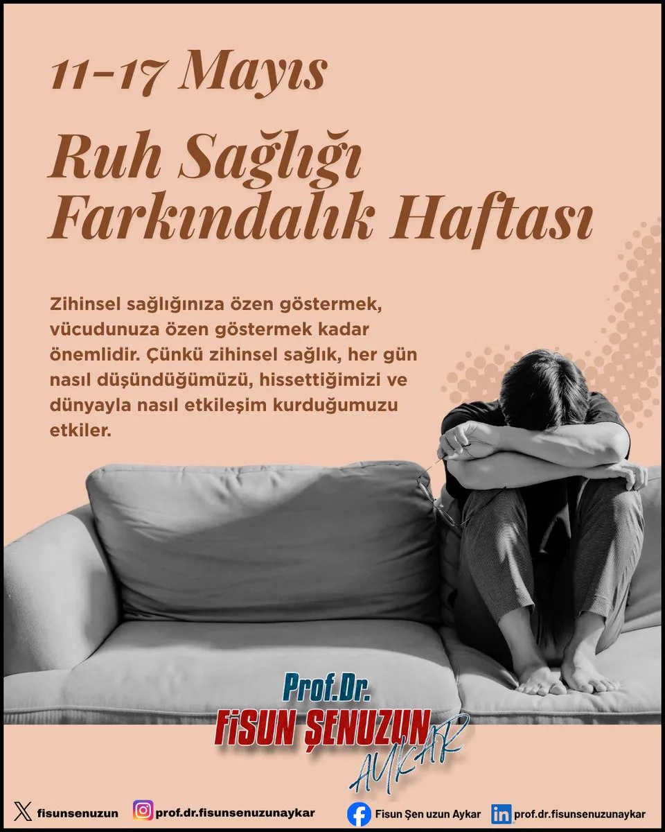 Ruh sağlığı farkındalığı temalı görsel: koltukta dizlerini karnına çekmiş, başını kollarına gömmüş genç